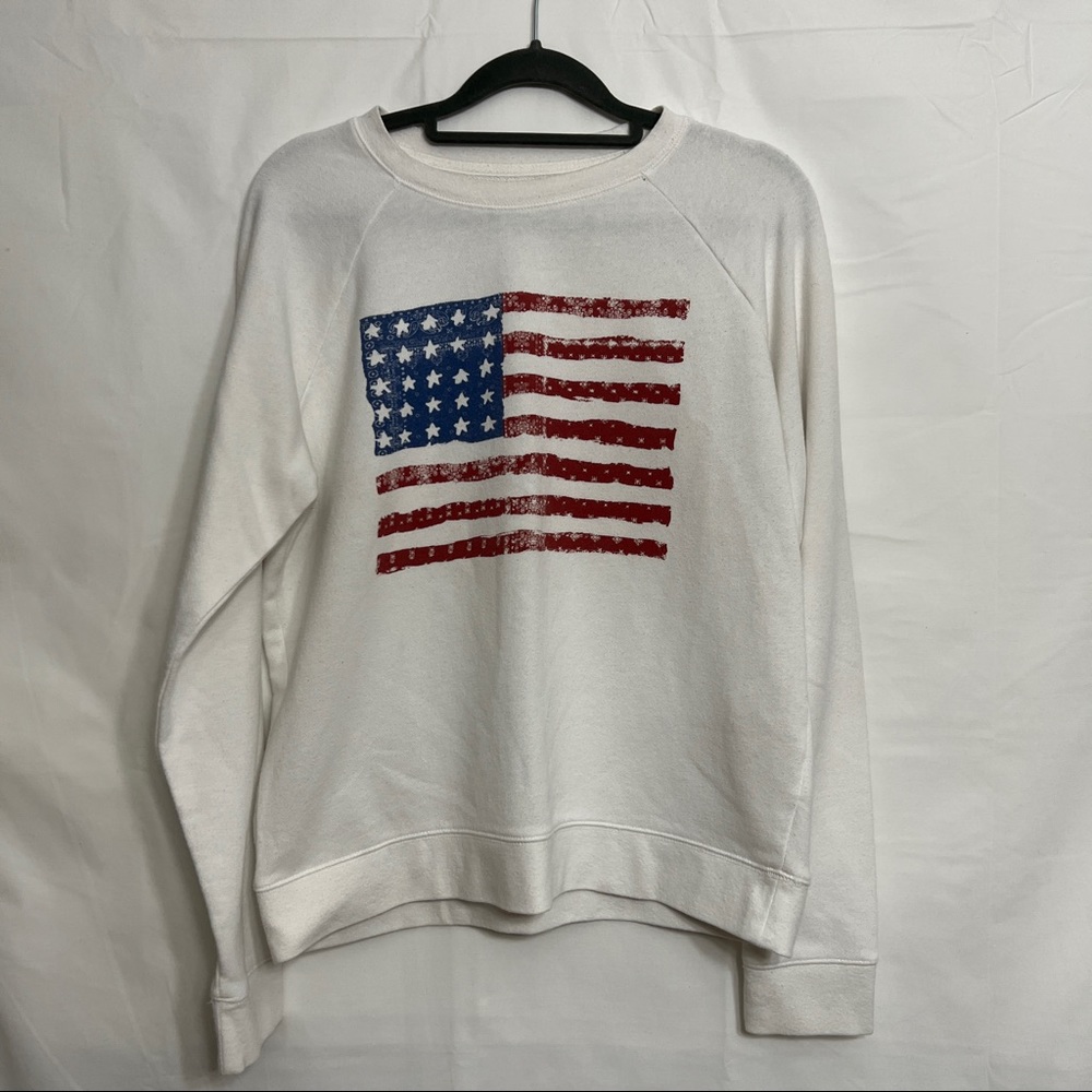 Lucky Brand American Flag White Sweatshirt Size SP
